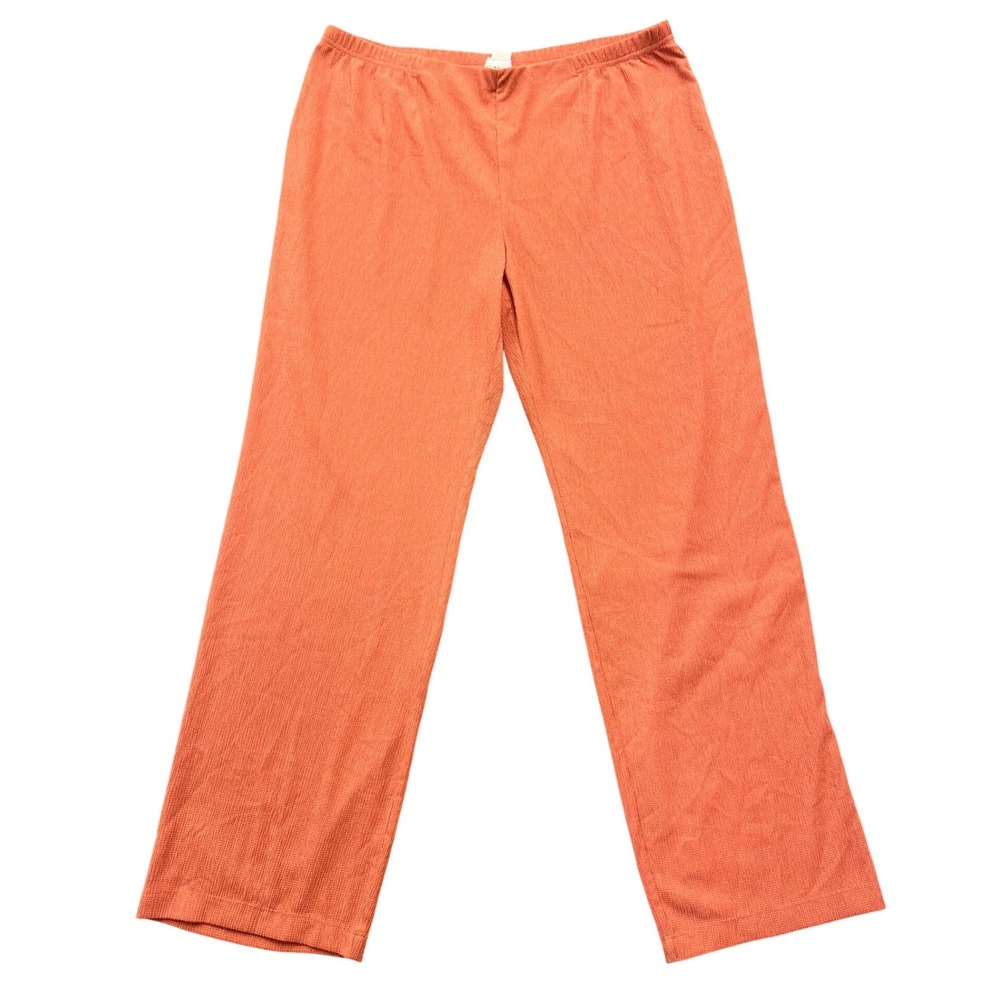 Travelers By Chicos Orange Textured Knit Wide Leg Pants Size 3R‎ Casual Vacation
